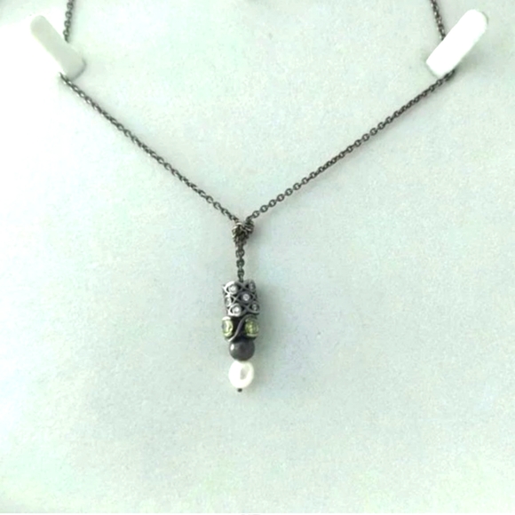 Vintage Jewelry - 👋FINAL MARKDOWN CLOSET CLOSING Necklace Rhinestone Pearl Pendent Peridot